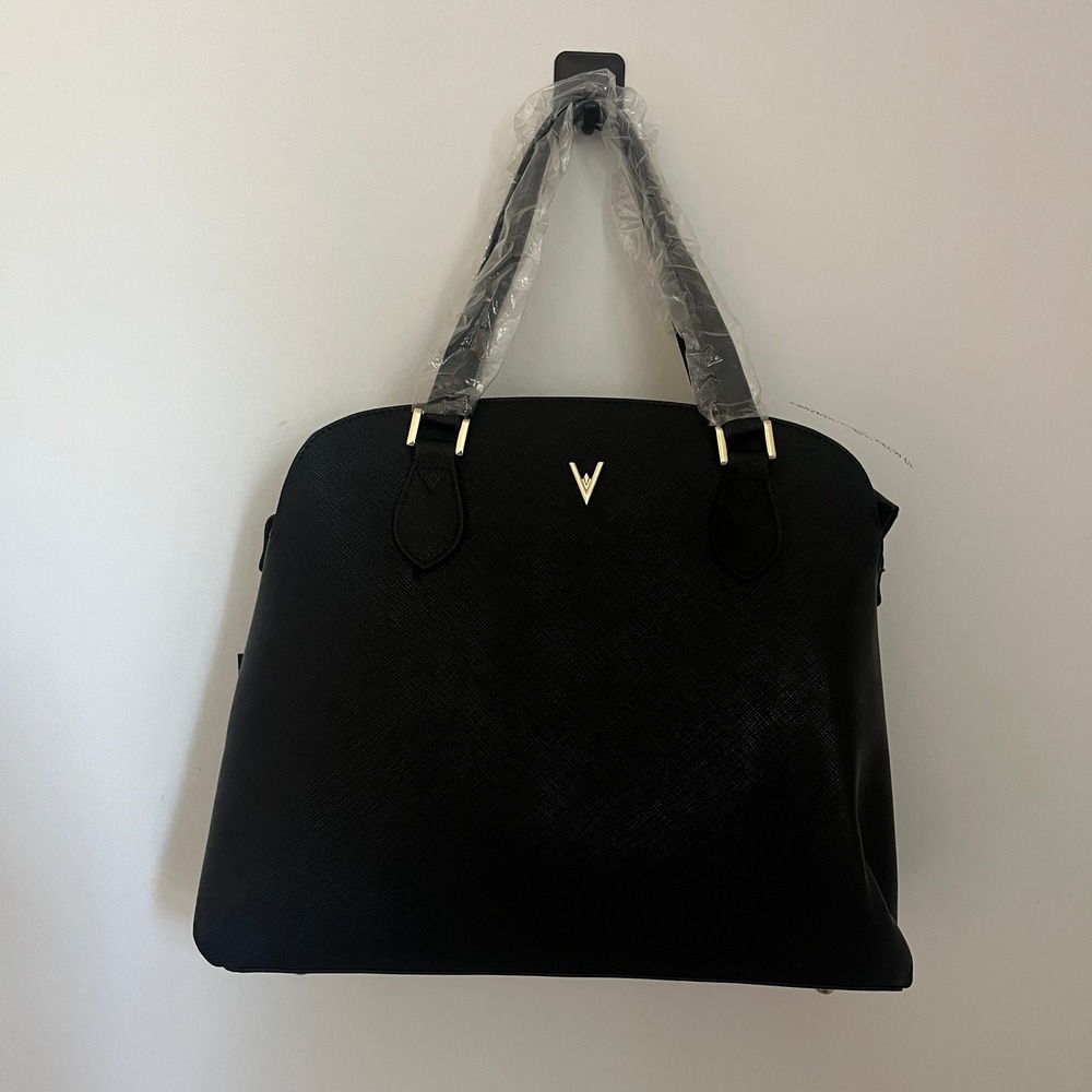 NWT Vanessa Williams Round Satchel‎ Purse Black Gold Quiet Luxury Old Money Bag